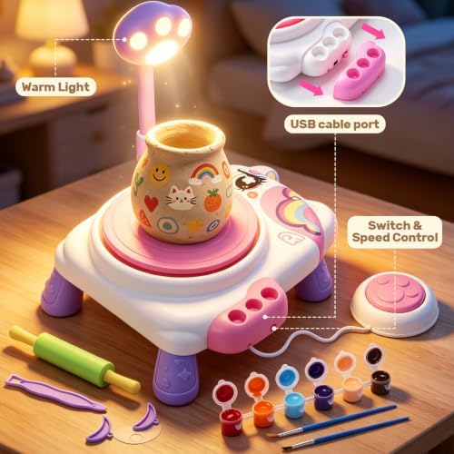 Pottery Wheel for Kids, Air Dry Clay Craft Kit with USB Power, Ages 6+ - Image 3