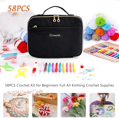 MYBAGZING Crochet Kit for Beginners,Yarn Starter Kit w/Hooks & Storage Bag - Image 4