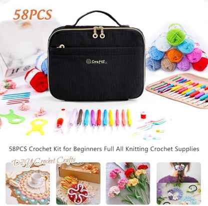 MYBAGZING Crochet Kit for Beginners,Yarn Starter Kit w/Hooks & Storage Bag - Image 4