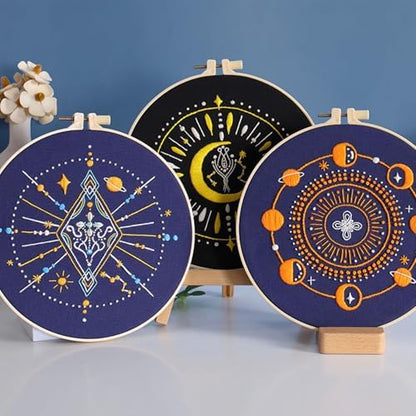 GLTAYLMY 3 Set Tarot Embroidery Starter kit with Patterns and Instructions, DIY Adult Beginner Cross Stitch Kits, Including 1 Plastic Embroidery Rings,Colored Threads and Needles - Image 5
