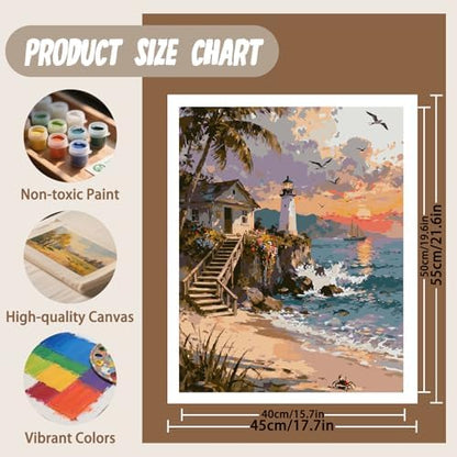 XTCIXAL Paint by Numbers Kit for Adults, Beach - 16X20 Inch - Image 4