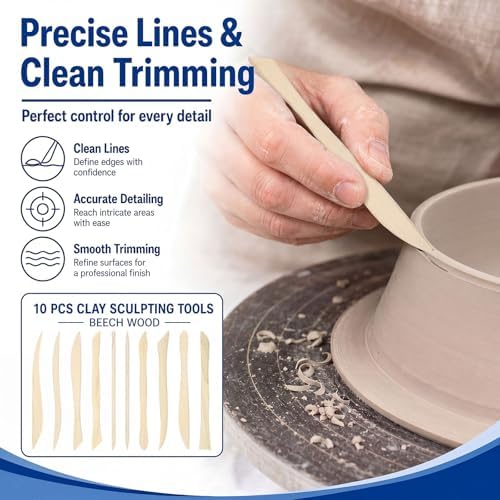 Ferrochef 10 Set 100 Pcs Clay Tools, Beech Sculpting Tools, Classic Style - Image 5