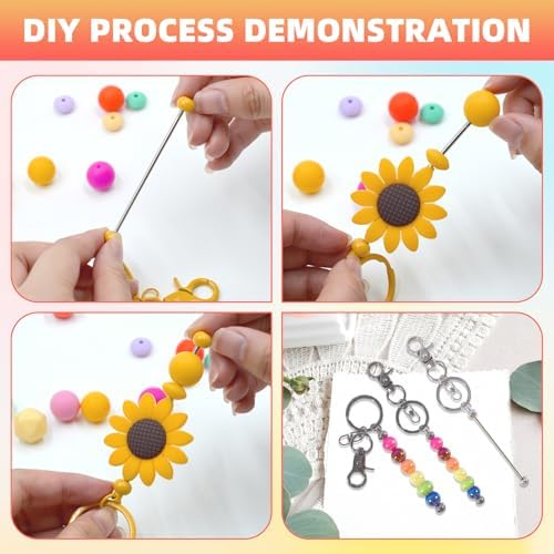 72 Pcs Beadable Keychains Bars bulk - 36 Silver DIY Metal Beaded Keychain Making Kit + 36 Bags Included, Bead Keychain Supplies,Blank Key Chain, Perfect for Women, Men, Mother's Day, Birthday Gift - Image 4