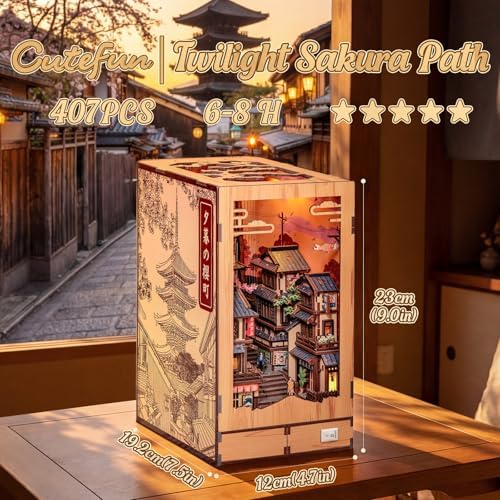 Cutefun DIY Book Nook Kit - Japanese Kyoto 3D Wooden Puzzle 400+ Pieces - Image 2