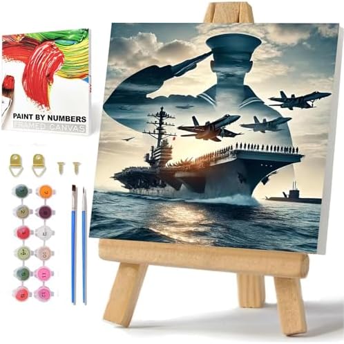 Navy Paint by Numbers Kit for Adults Beginner, Paint by Numbers 10x10 Inch by hkejoi
