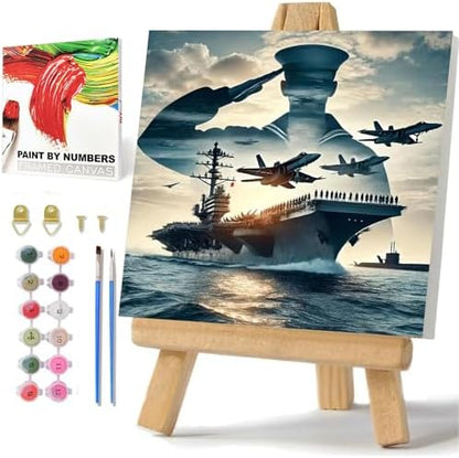 Navy Paint by Numbers Kit for Adults Beginner, Paint by Numbers 10x10 Inch by hkejoi