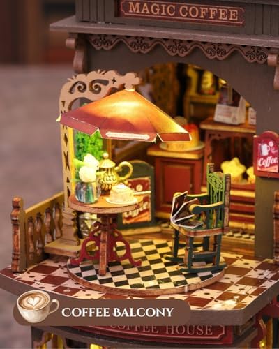 Letter Coffee DIY Miniature House Kit with LED Light - Assembled Dollhouse Kit for Shelf Decor - Wood 3D Puzzles Tiny House Book Nook - Creative Gift for Adults at Birthday Christmas - Image 2