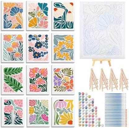 RoundFunny 12Set Paint by Numbers Kit for Adult Garden Bloom Painting 8x10 by RoundFunny