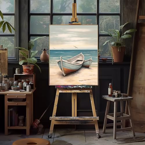 Natuyalo Boat Paint by Numbers Kit for Adults - Beach Seascape Paint by Number on Canvas Without Frame, DIY Acrylic Painting for Ideal Gift Home Wall Decor (16x20 Inch) - Image 4