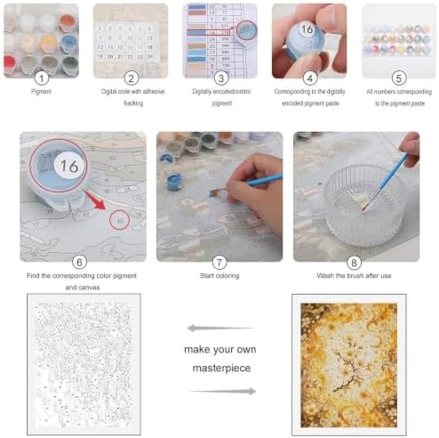 Bozfoxa Paint by Numbers Kit for Adults Beginner Golden Moon Floral - Image 3