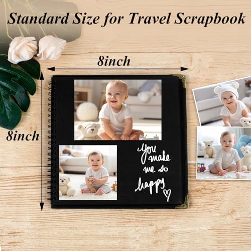 Joyberg Scrapbook 80 Pages, Scrapbooking Supplies 8 x 8 In, Scrapbook Album Suitable for Album Memory Book Wedding, Anniversary Family, DIY Craft Projects (Black) - Image 2