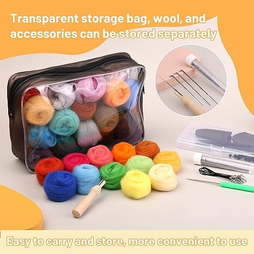 SOCNITC 45 Colors Needle Felting Kits Needle Felting Supplies with Tools - Image 3