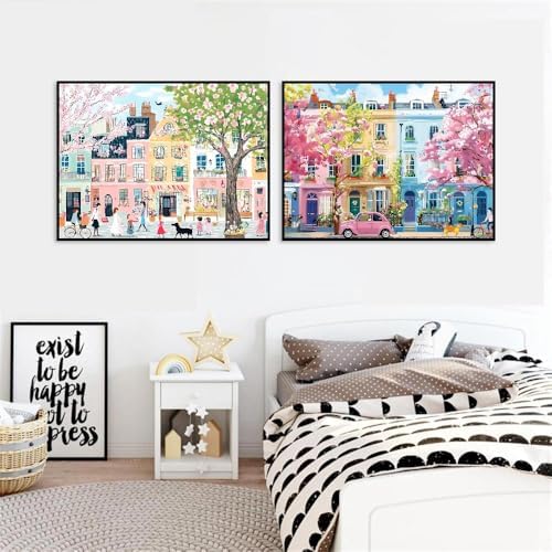Clendo 4 Packs City Scene Paint by Numbers Kits for Adults, DIY Paris Street Adult Paint by Number Kits on Canvas, Easy Acrylic Painting Kits for Home Decor 12x16 Inch(Without Frame) - Image 5
