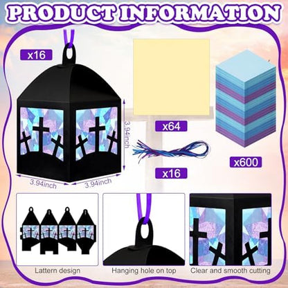 Maitys 16 Sets Christian Cross Paper Lantern Suncatcher Craft Kits - Image 3