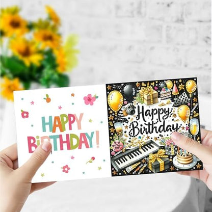 DIY Diamond Greeting Cards Set, 5D DIY Diamond Art Painting Festival Style Greeting Card, DIY Christmas Card Making Kits for Family Friends Handmade Gift-#30-Happy Birthday - Image 5