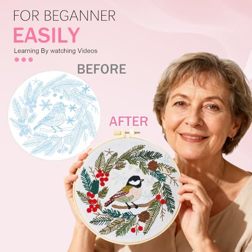 Huacan Embroidery Kit for Beginners Easy Needlepoint Kits for Adults with Stamped Embroidery Patterns. (Bird) - Image 4