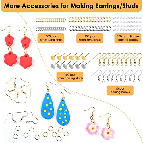 Polymer Clay Cutters for Earrings Making, 705 PCS Clay Cutters Set with 49 Shapes Stainless Steel Clay Cutter Tools, 640 PCS Jewelry Accessories, 16 Circle Shape Earring Cutters for Polymer Clay - Image 5