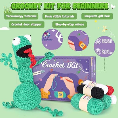 Crochetta Crochet Kit for Beginners, Crochet Starter Kit w Step-by-Step Video Tutorials, Beginner Crochet Kit for Adults Kids Women Men Complete Kit Included (Crochet Door Stop) - Image 3
