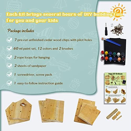 DIY Birdhouse Kit with Paint Set - Kids' Wood Craft Kits - Make a Bird House Kit for Kids - DIY Woodcraft Building Projects for Kids and Adults- STEM Teaching Tools - Image 3