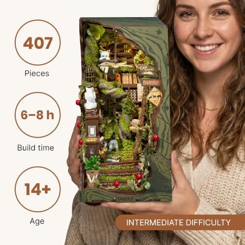 Anavrin Book Nook Kit Cats Crossin DIY 3D Wooden Booknook for Adults, Teens and Book Lovers, Bookshelf Insert Library Decor, Creative Gift for Family, Friends, and Elderly - Image 4