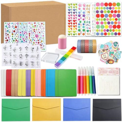 Card Making Kits For Adults- 20 Blank Greeting Cards And Envelopes With Stamp Set Handmade Greeting Card Sets Make Your Own Card Crafts for Birthdays Festive Celebrations Christmas Thank You by Unknown