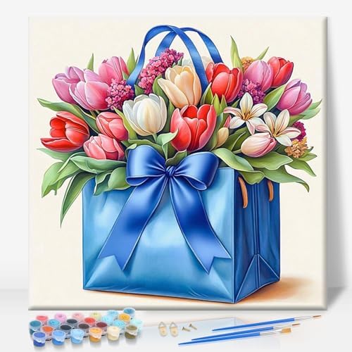 Camocin Framed Paint by Numbers Kit for Adults Beginners – Flowers Bag by CamocinDIYKit