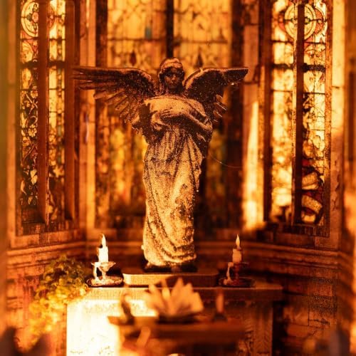 fifijoy Book Nook Kit - Abandoned Gothic Church DIY Miniature Dollhouse kit with LED Light for Adults, 3D Wooden Puzzle Model Tiny House Bookshelf Insert Decor, Gifts for Family, Friends - Image 4
