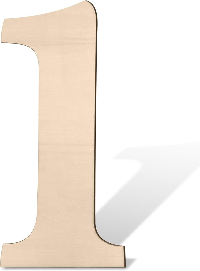 17 inch Large Wooden Numbers, Big Wood Number 1 for Wall Decor, Unfinished Blank Giant Wooden Numbers for Crafts, Birthday Party Decor, Rustic Wedding, Christmas Decoration, Baby Shower