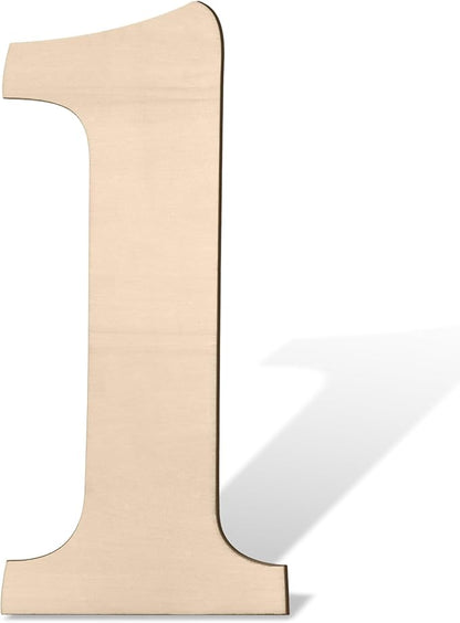 17 inch Large Wooden Numbers, Big Wood Number 1 for Wall Decor, Unfinished Blank Giant Wooden Numbers for Crafts, Birthday Party Decor, Rustic Wedding, Christmas Decoration, Baby Shower