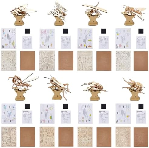 WADORN Hands Craft DIY 3D Wooden Puzzle, 8 Styles Insect Animal Models Model Puzzle Kits Natural Wood Building Kits Wooden Crafts for Adults Birthday Party Favor Gifts Home Office Desk Decor by WADORN