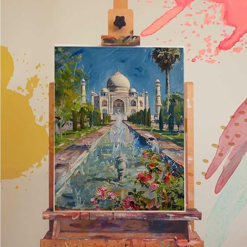 Paint by Numbers Kit for Adults Beginner, Landscape Paint by Numbers Castle, DIY Easy Acrylic Watercolor Oil Painting Kit with Brushes, Arts and Crafts for Adult for Home Wall Decor 24x32 in 9-45 - Image 3
