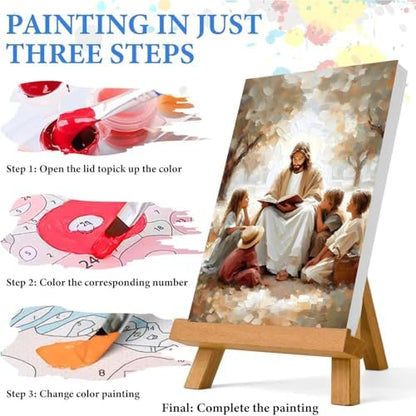 Jesus Paint by Numbers Kit for Adults Framed Canvas 12X16 in, Frameworkless - Image 6