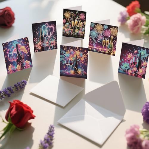 C'eitura 6Pcs Celebration DIY Diamond Art Painting Greeting Cards Kit | Congratulations Thank You Birthday Graduation Cards | All Occasion Party Theme Blank Note Cards for Kids & Adults - Image 5
