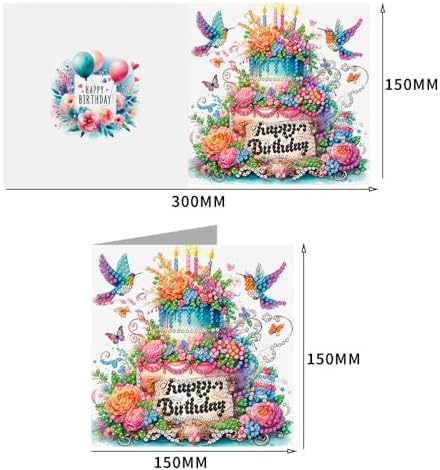 pigpigboss 6 Packs Happy Birthday Diamond Painting Greeting Cards - Image 2