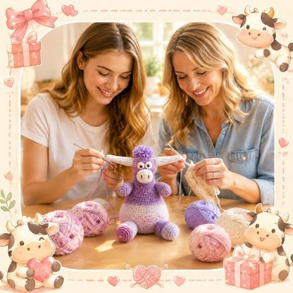 Beginner Crochet Kit for Adults, Highland Cow Crochet Amigurumi Craft Kit - Image 2