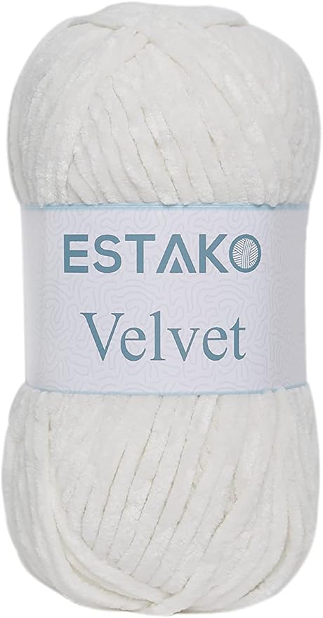 Estako Velvet Chenille Blanket amigurumi Yarn for Crocheting and Knitting Super Bulky 100 gr (132 yds) (1150 - Cream)