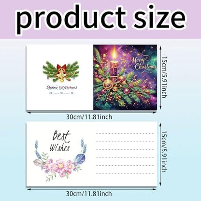 DIZAKIM 6-Piece Christmas-Themed Diamond Painting Greeting Card Set, DIY 5D Diamond Art Mosaic Christmas, Creative Handmade Postcards - Image 3