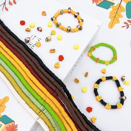 3600 PCS 10 Strands Fall Clay Beads for Jewelry Making, with 50pcs Autumn Clay Charms for Bracelets Making (Thanksgiving Day) - Image 5