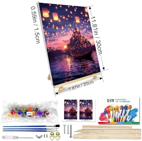 JOOZ Paint by Numbers Kit for Adults with Frame, Castle Paint by Number with Easel, DIY Sunset Boat Easy Paint by Numbers Landscape for Home Wall Decor 8 x 12 Inch - Image 2