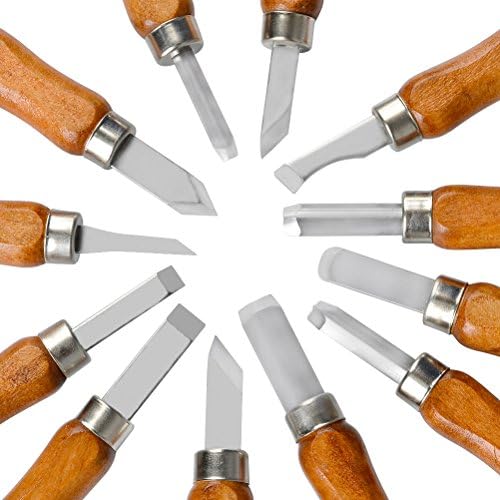TIMESETL 17Pack Small Wood Carving Set, 12pcs Wood Carving Tools SK2 Carbon Steel + 4pcs Whetstone + 1pcs Storage Case for Beginners DIY Woodworking Sculpting Whittling with Safety Cap - Image 2