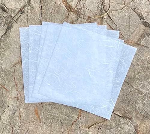 Natural Fiber Mulberry Paper Sheets 6 x 6 Inches, 50 PCS Handmade Craft Paper for Origami, Scrapbooking, Card Making, DIY Decoration, Mixed Media Art (White Color, 6x6 Inch) by RATREE888