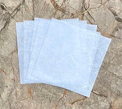 Natural Fiber Mulberry Paper Sheets 6 x 6 Inches, 50 PCS Handmade Craft Paper for Origami, Scrapbooking, Card Making, DIY Decoration, Mixed Media Art (White Color, 6x6 Inch) by RATREE888