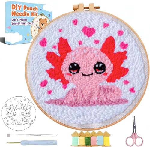 Punch Needle Kit for Beginners Adults-Cute Axolotl,with Video Tutorial by TCDZMYGS