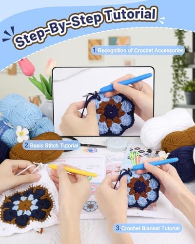 Coopay Crochet Blanket Kit for Beginners, Easily Granny Square Blanket Kit - Image 3