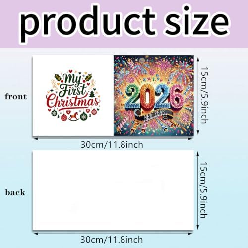 6PCS New Year Diamond Art Painting Greeting Cards Kit with Envelopes - 5D DIY Diamond Art Card Kits for Adults - Handcrafted Postcards for Birthday & Holiday - Image 4