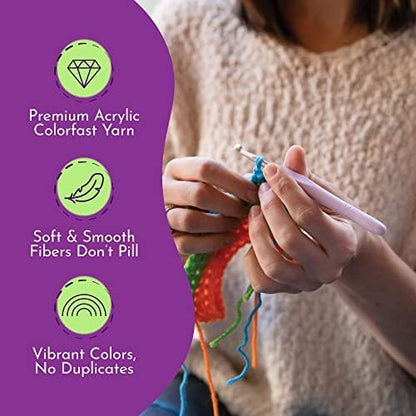 Mira HandCrafts 12 Acrylic Yarn Skeins - Crochet and Knitting Starter Kit for Colorful Arts and Crafts with 1,312 Yards of Multicolored Thread - Make Amigurumi, Granny Squares, Scarves, and Throws - Image 4