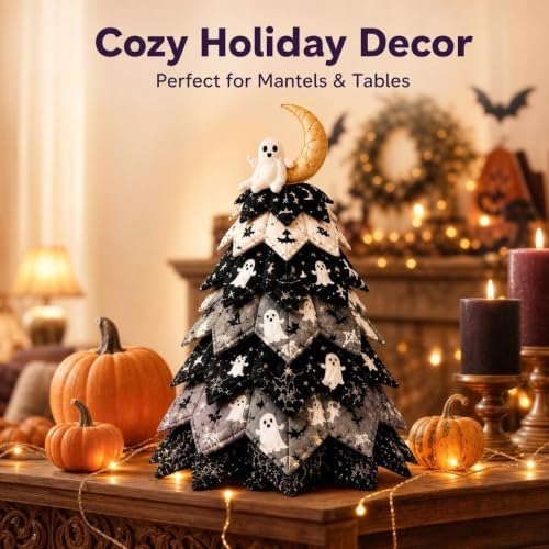 Quilted Christmas Tree Kit – Pre-Cut Fabric & Foam Cone DIY Tabletop Decoration with Tree Topper, No-Sew Holiday Craft Kit for Adults & Kids, Christmas Tree Decorations for Home, Party & Gifts (set11) - Image 7