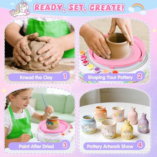 Weilim Pottery Wheel for Kids Beginners, Air-Dry Clay & Paint Kit Ages 6-12 - Image 5