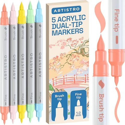 ARTISTRO 5 Pastel Dual-Tip Acrylic Paint Marker Pens for Drawing by ARTISTRO
