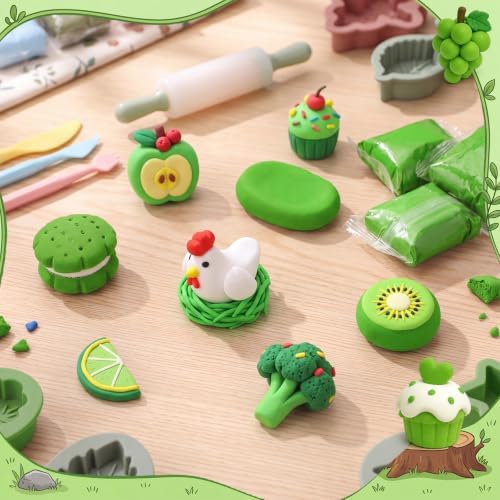 Air Dry Clay Bulk, Modeling Clay for Kids, 100 Pcs, Green - Image 4
